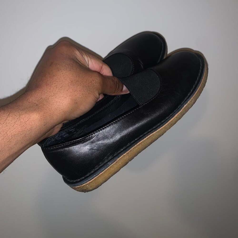 Rachel Comey Black Leather Crepe Sole Slip On Shoes